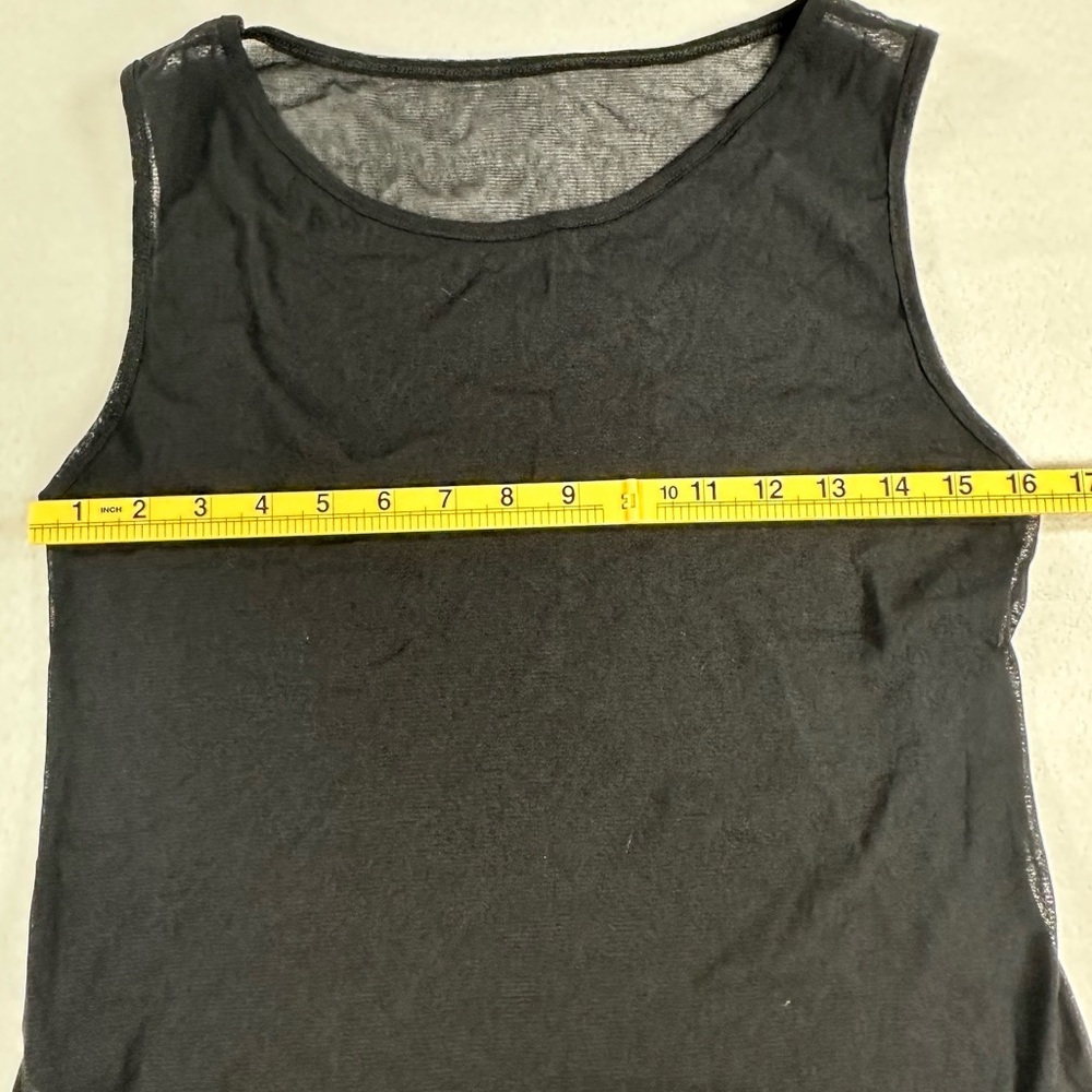 Made In Italy Sheer Black Tank Top XS Pockets Unique Y2K Grunge *Read Descript** - Picture 8 of 9
